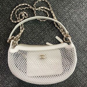 Chanel White Mesh crossbody bag
